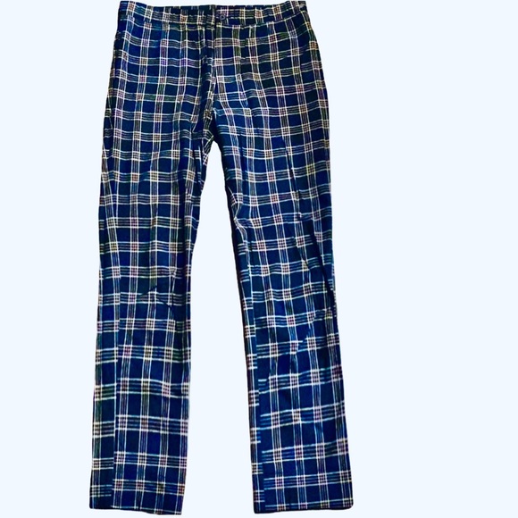 Sky and Sparrow Plaid Pants , Classic Straight Leg Relaxed Fit Plaid Pants - Picture 2 of 9